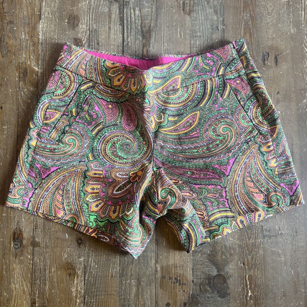 J.Crew Multicolor Festival Paisley Psychedelic Boho Shorts Womens Size 4